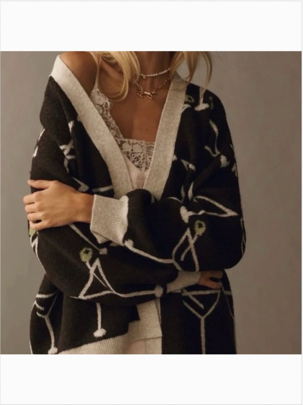 Anthropologie Bel Kazan Cardigan with Martini Design